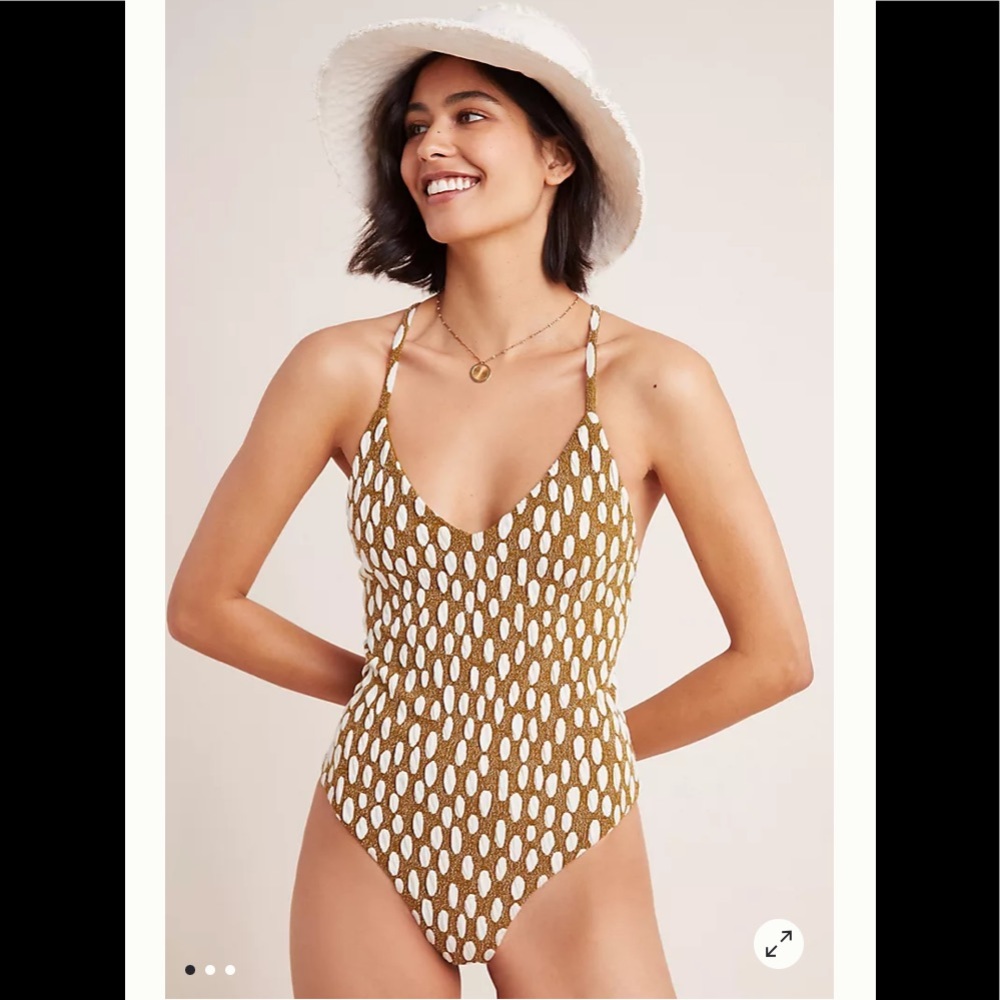 NWT Mara Hoffman Emma Textured One-Piece moss S